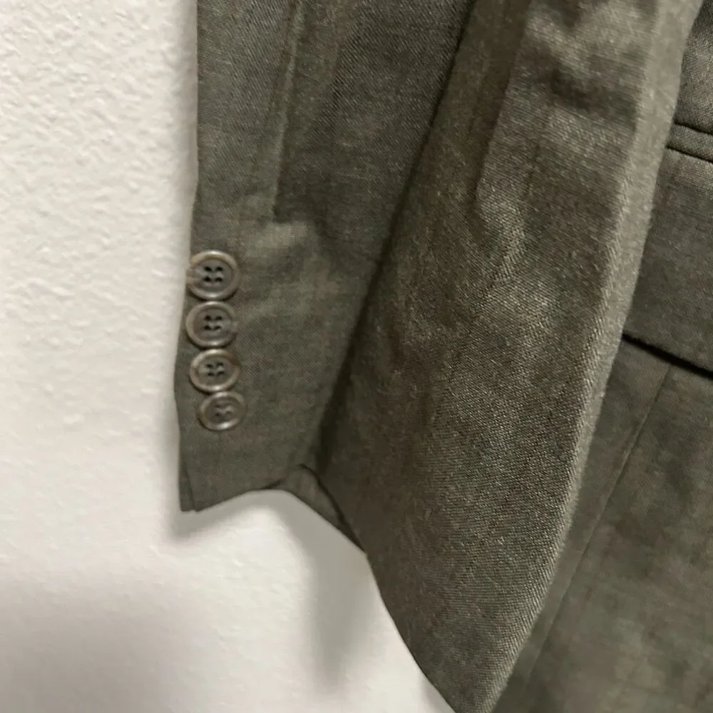 Stanley Blacker Mens 44S Olive Gray Plaid Sport Coat Blazer 2 Button